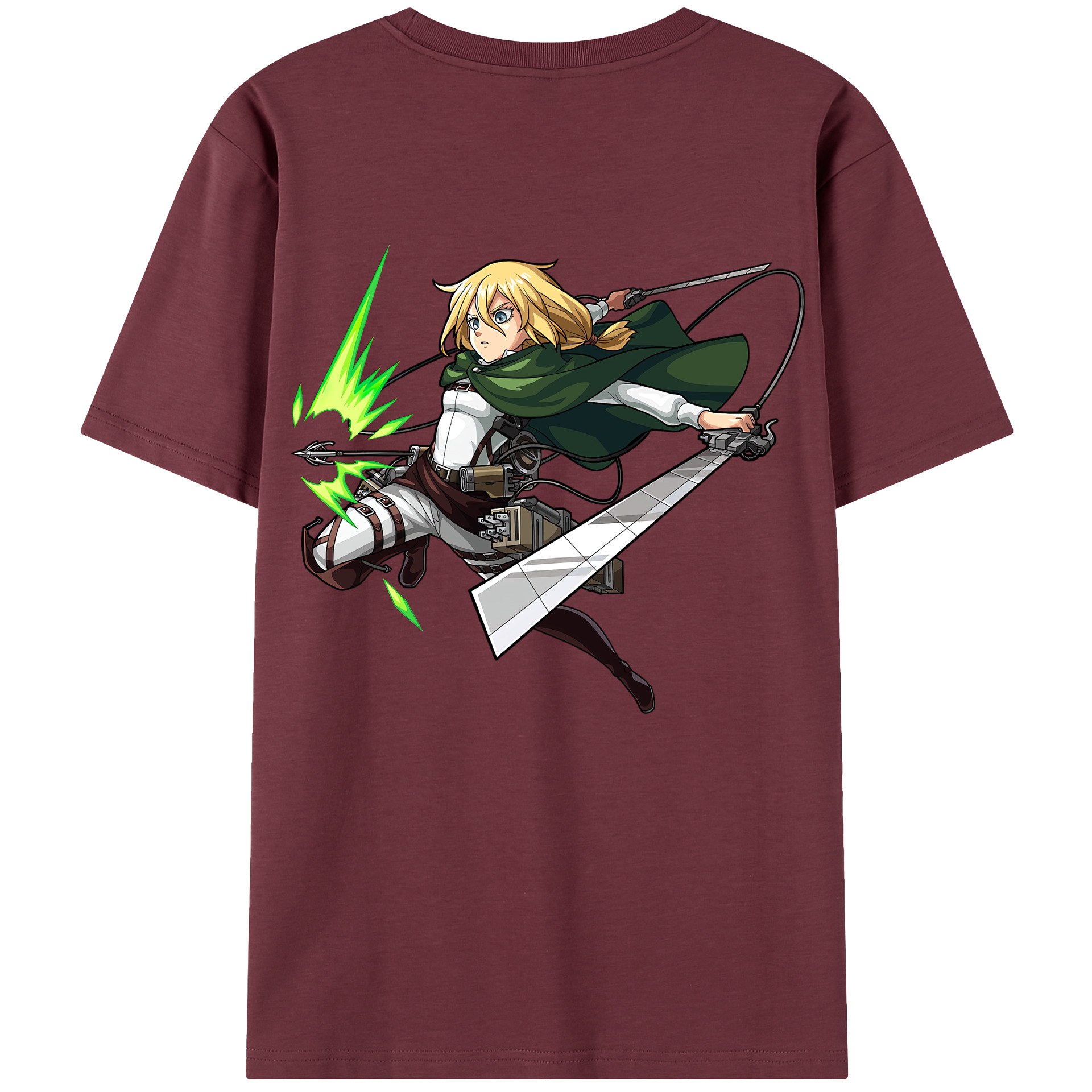 （画像用） 進撃の巨人 クリスタ·レンズ Attack on Titan Christa Lenz 綿100％半袖Tシャツ（背面プリント）